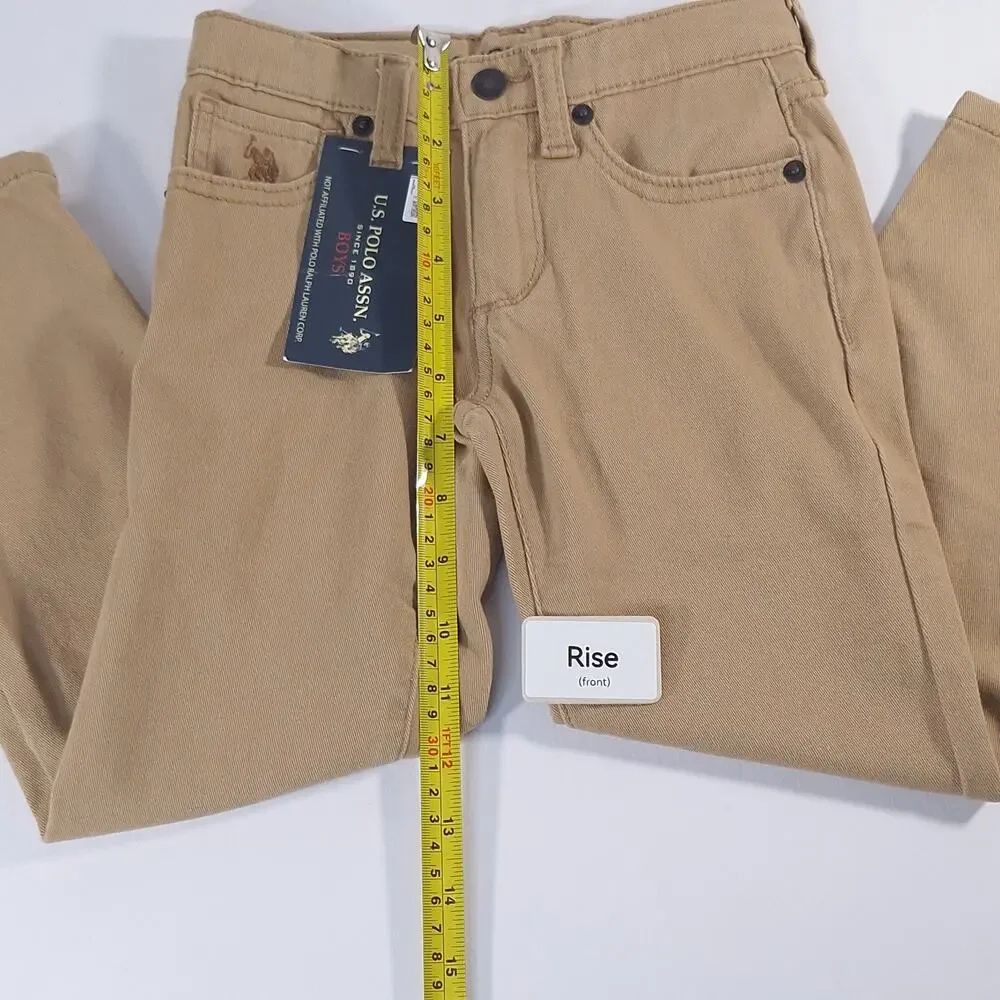 U.S. Polo Assn Boys Size 4 Honey Straight Twill Pants NWT Adjustable School Play